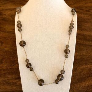 J.Crew | Smoky Topaz Bauble Station Necklace | 34” Length